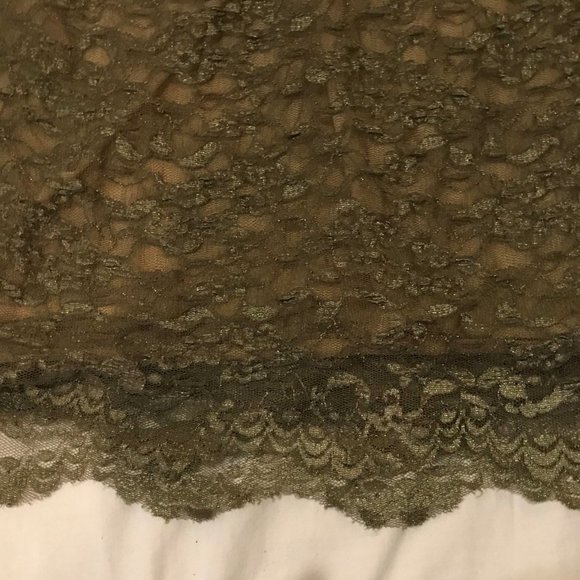 Olive Lace Short Sleeve Blouse XS - Picture 4 of 5
